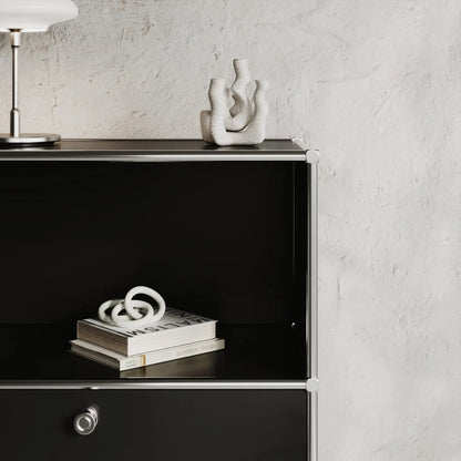 Buffet noir à 2 tiroirs/abattants