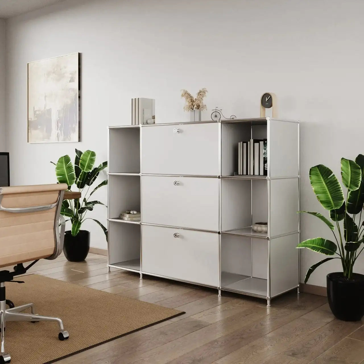 Sideboard in Weiss mit 2 Klappen, 1 Schublade