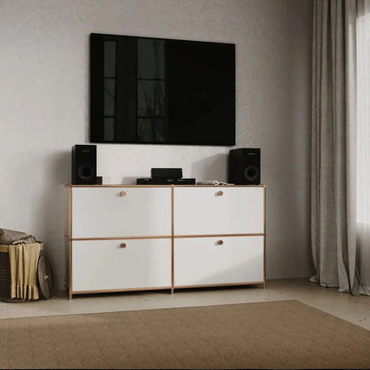 White sideboard with 4 doors – rose gold finish