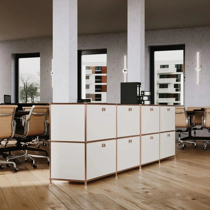 White sideboard with 4 doors – rose gold finish