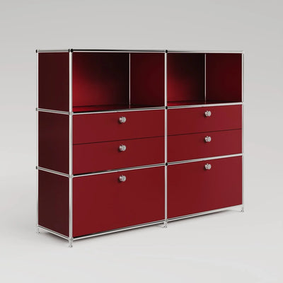 Alternative à la commode USM Haller de Flexcube : Commode rouge à 6 tiroirs