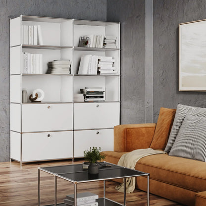 USM Haller Alternative von Flexcube: Regal in Weiss mit 2 Schubladen / Klappen