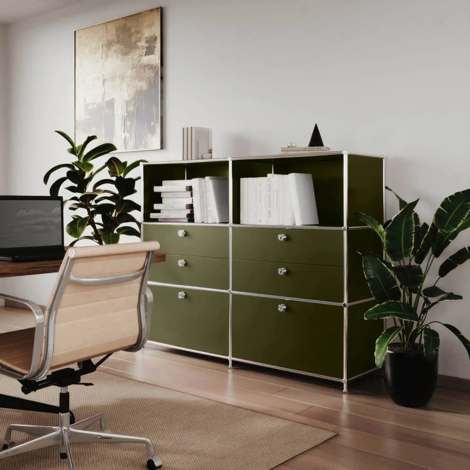 USM Haller Alternative von Flexcube: Kommode in Olivgrün mit 6 Schubladen