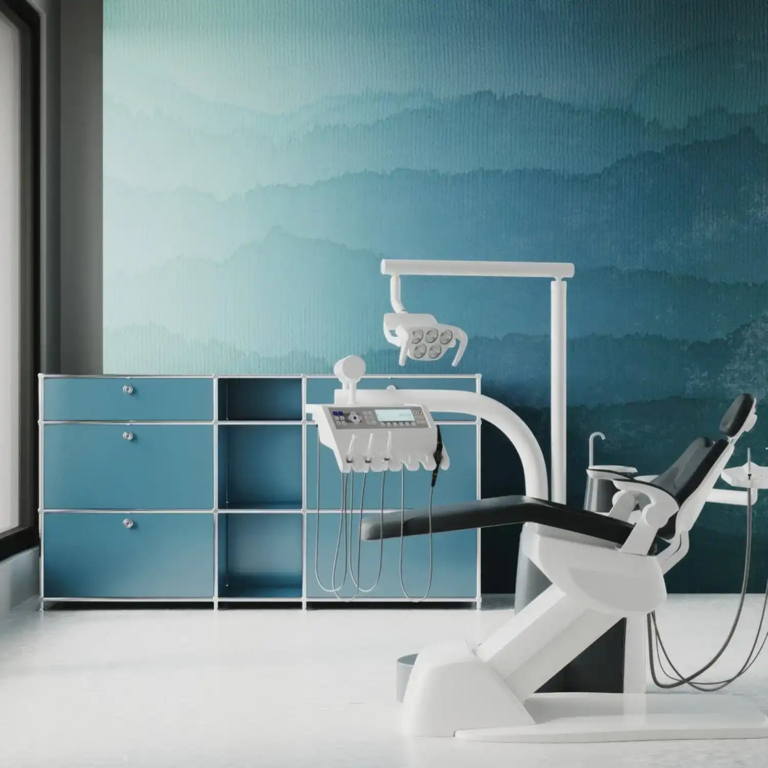 USM Haller Alternative von Flexcube: Kommode in Petrol mit 4 Schubladen / 2 Klappen
