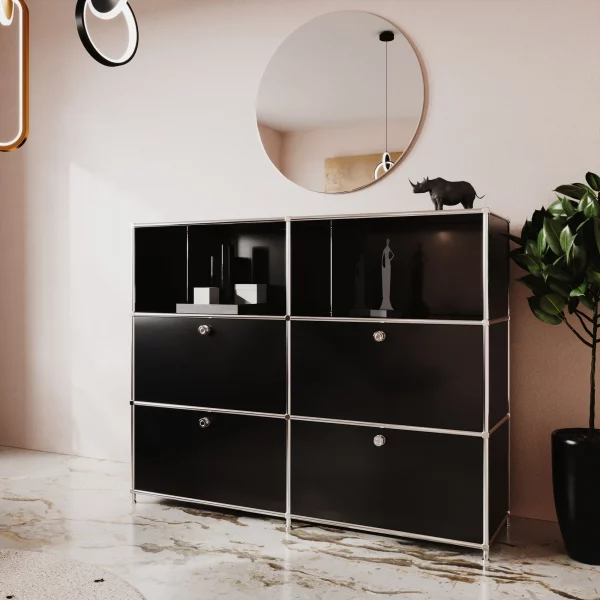 Sideboard in black with 2 drawers/flaps