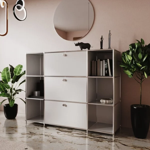 Sideboard in Weiss mit  2 Klappen, 1 Schublade
