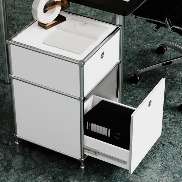 Caisson de bureau blanc avec 2 tiroirs