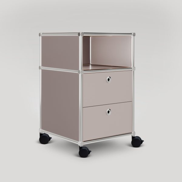 Mobile pedestal with 2 drawers and storage compartment