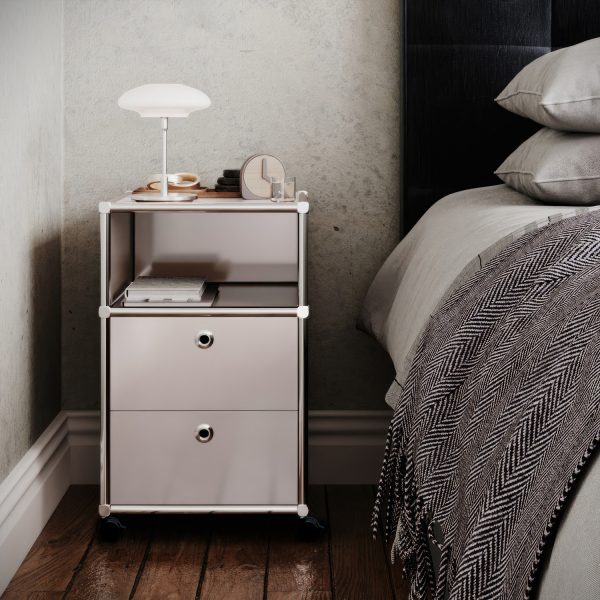 Mobile pedestal with 2 drawers and storage compartment
