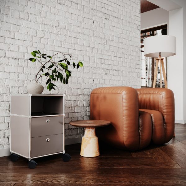 Mobile pedestal with 2 drawers and storage compartment