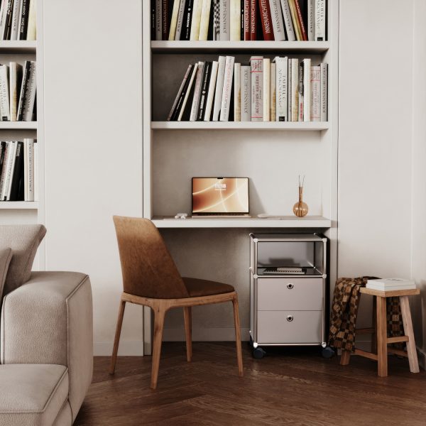 Mobile pedestal with 2 drawers and storage compartment