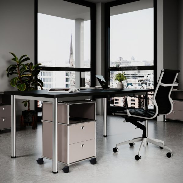 Mobile pedestal with 2 drawers and storage compartment