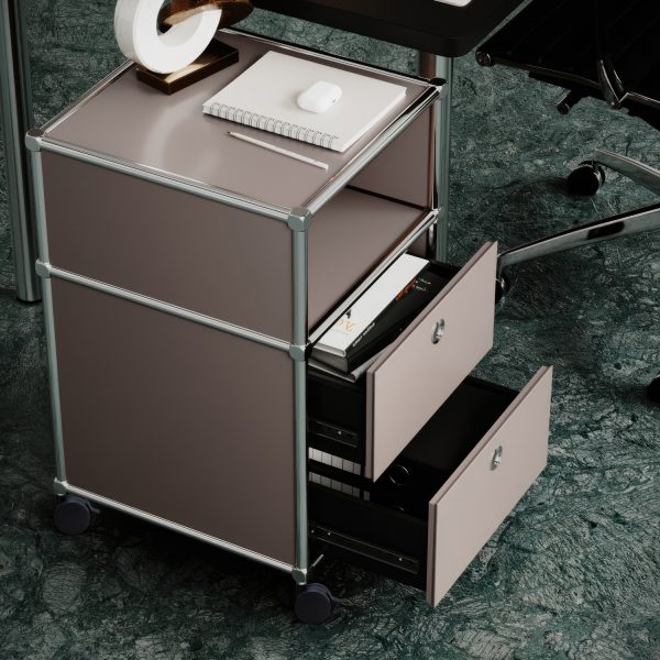 Mobile pedestal with 2 drawers and storage compartment