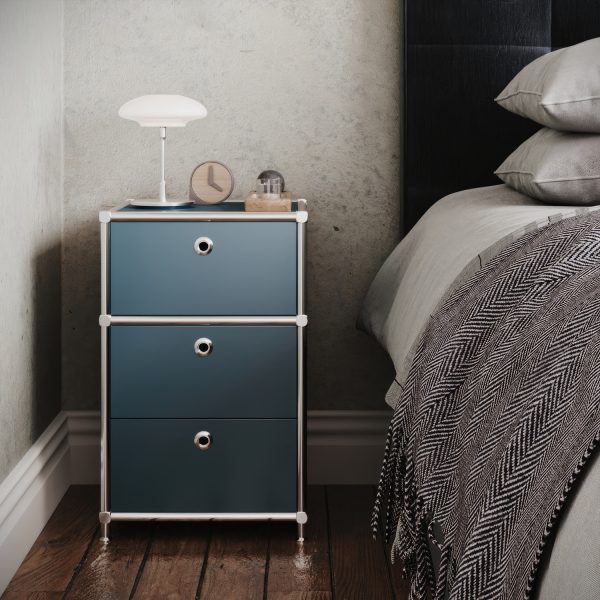 Desk pedestal in petrol with 3 drawers