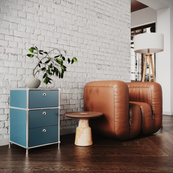 Desk pedestal in petrol with 3 drawers
