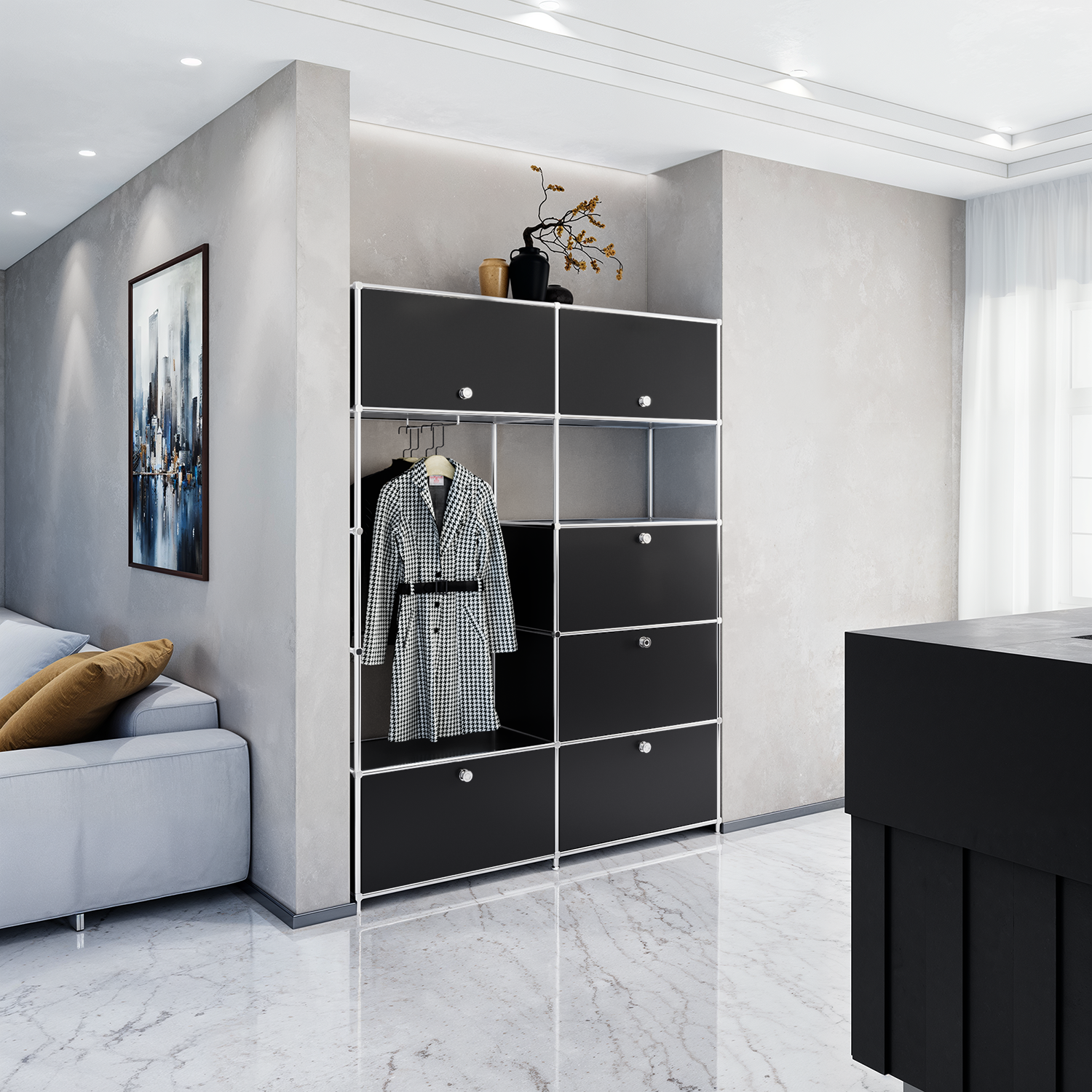 Garderobe in klassischem Schwarz