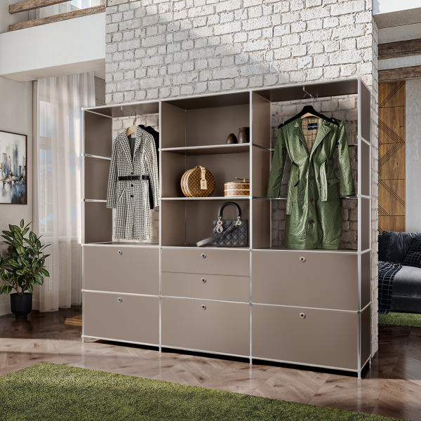 Wardrobe in elegant taupe