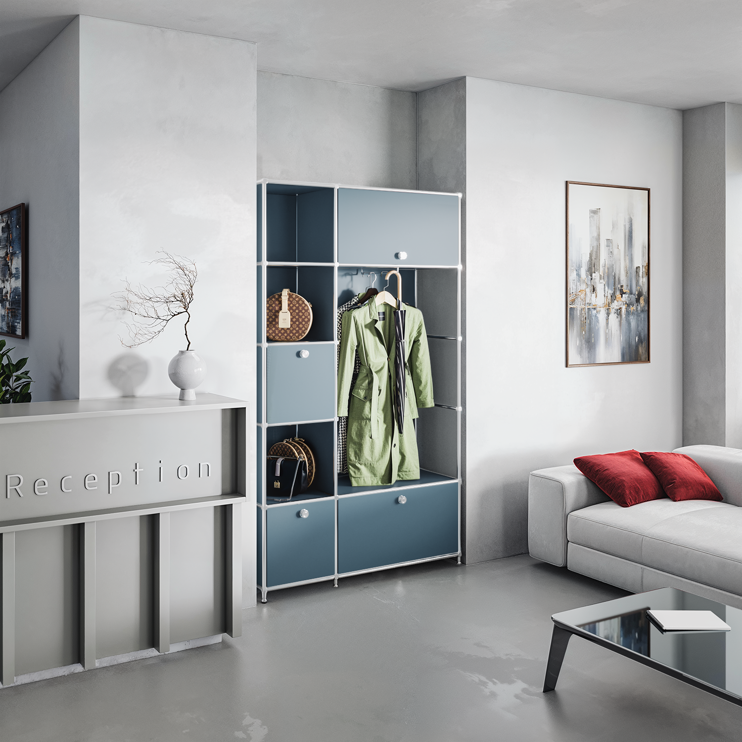 Wardrobe in trendy petrol