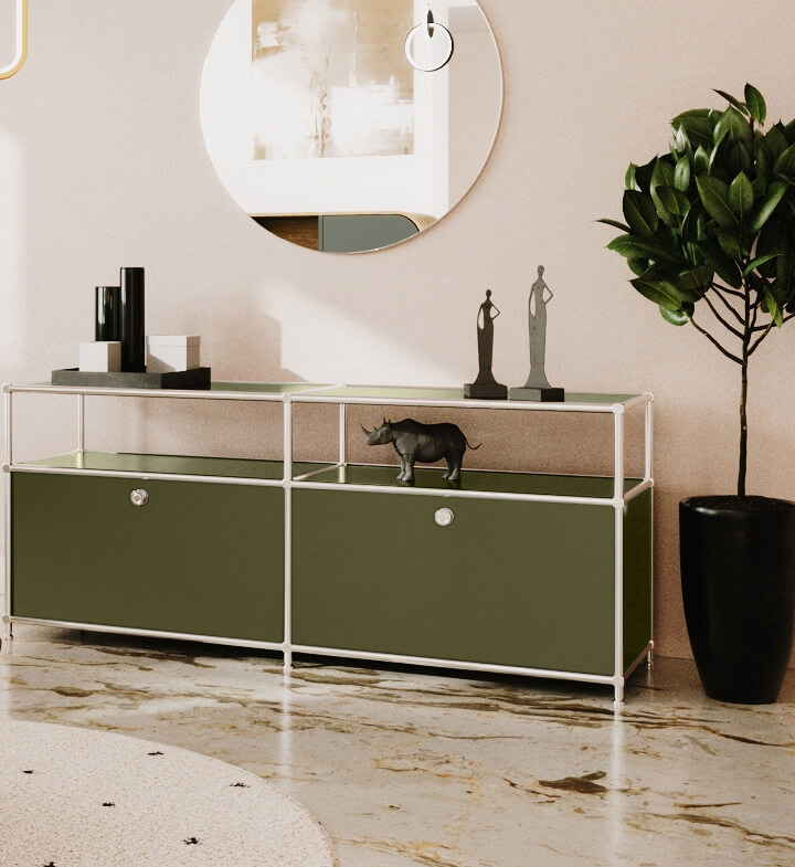 Lowboard in Olivgrün mit 2 Klappen