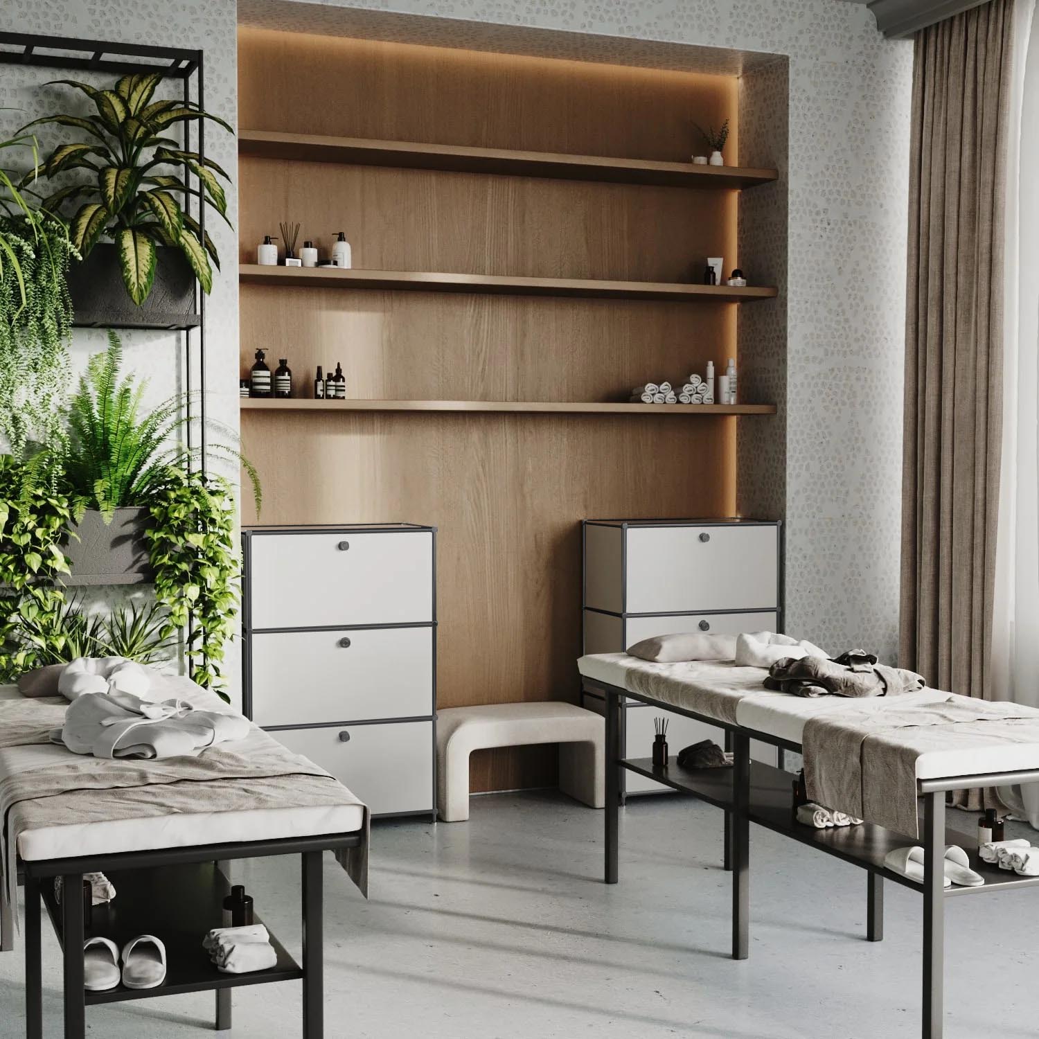 Kommode in Weiss mit 3 Schubladen - Schwarzem Chrom