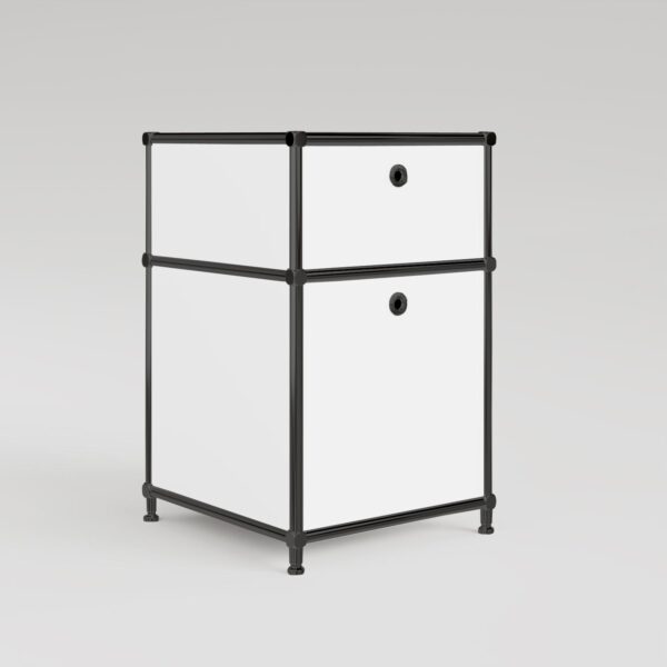 Schreibtischcontainer in Weiss mit 2 Schubladen - Schwarzem Chrom